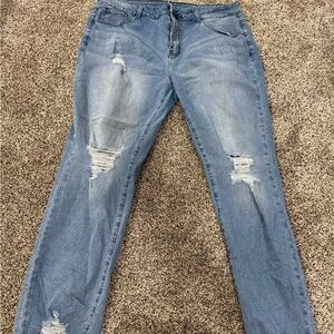 Amazon Women's Blue Distressed Skinny Jeans